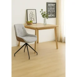 Set 2 Sedie da Pranzo Grigio Chiaro con Base Fissa Gambe in Metallo