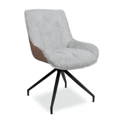 Set 2 Sedie da Pranzo Grigio Chiaro con Base Fissa Gambe in Metallo