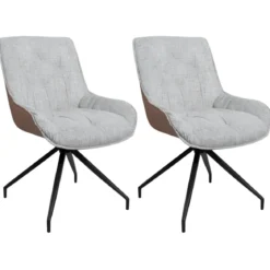 Set 2 Sedie da Pranzo Grigio Chiaro con Base Fissa Gambe in Metallo