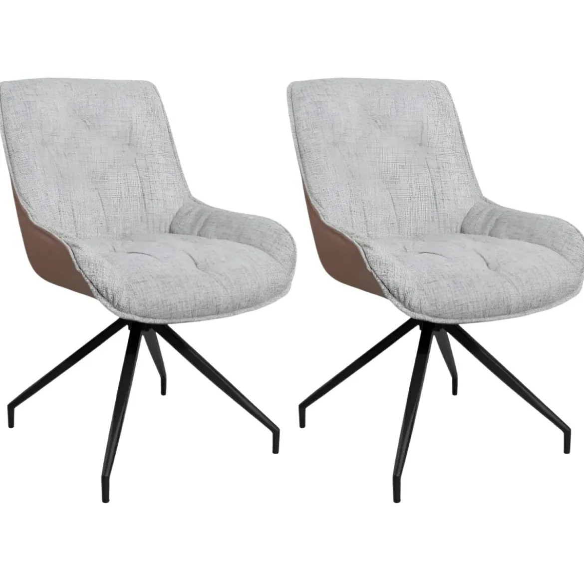 Set 2 Sedie da Pranzo Grigio Chiaro con Base Fissa Gambe in Metallo