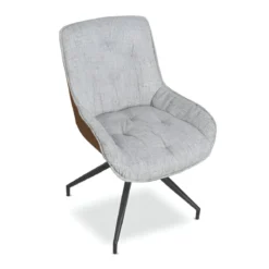 Set 2 Sedie da Pranzo Grigio Chiaro con Base Fissa Gambe in Metallo