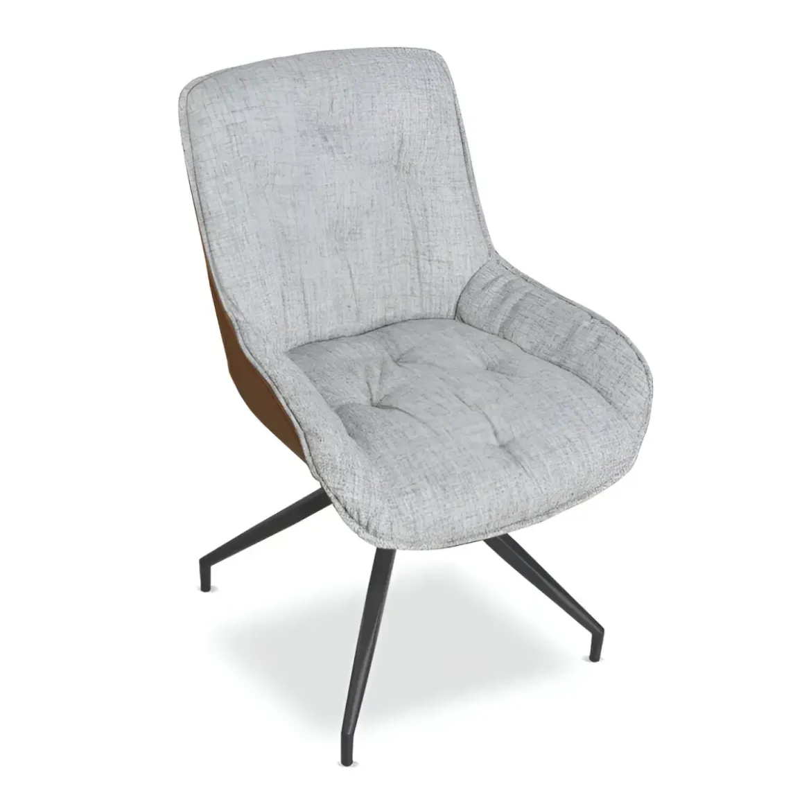 Set 2 Sedie da Pranzo Grigio Chiaro con Base Fissa Gambe in Metallo