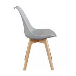 Set 4 Sedie da Pranzo Grigio con Gambe in Legno senza Braccioli