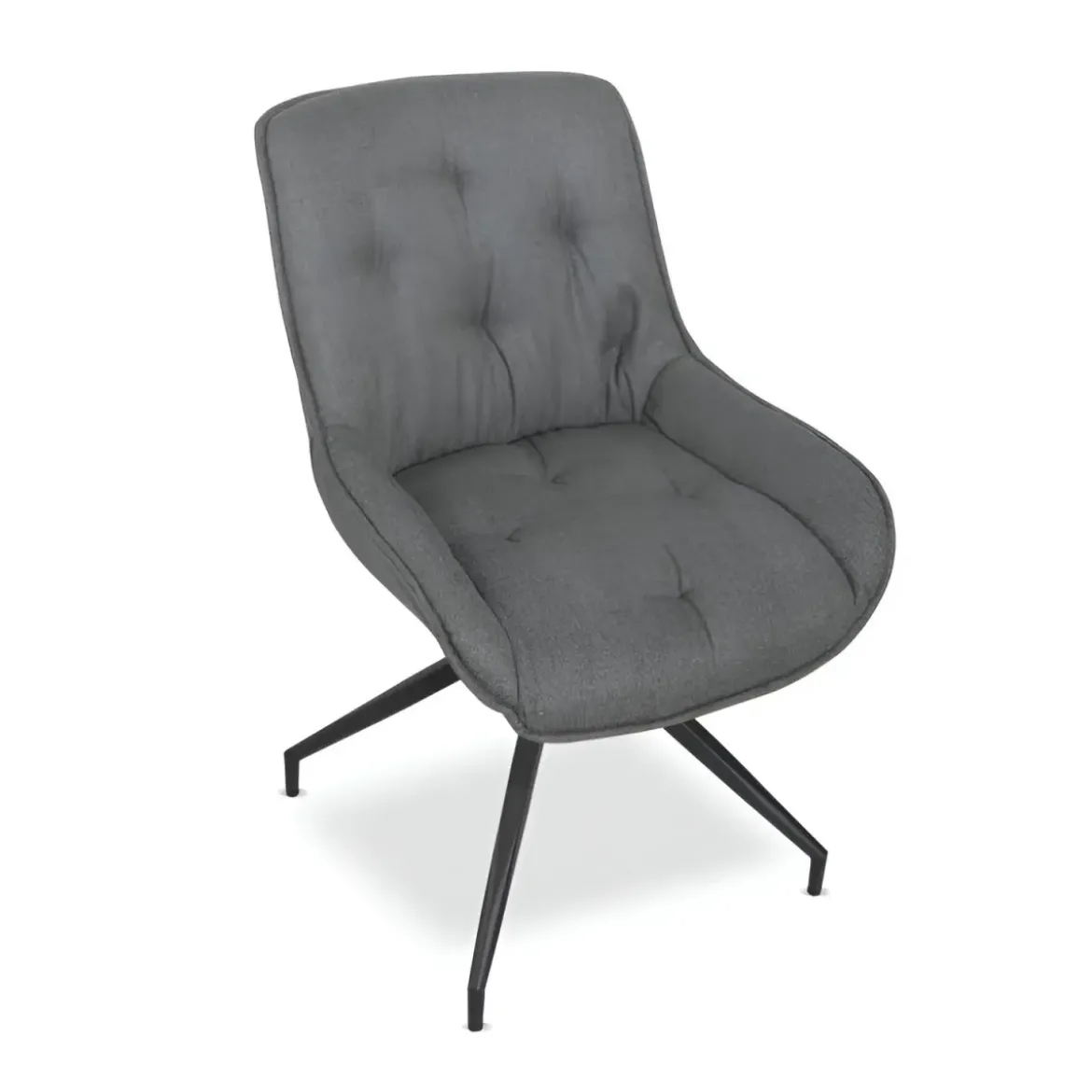 Set 2 Sedie da Pranzo Grigio con Base Fissa Gambe in Metallo Nero