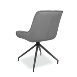 Set 2 Sedie da Pranzo Grigio con Base Fissa Gambe in Metallo Nero