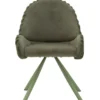 Set 2 Sedie da Pranzo Imbottite in Tessuto Verde Seduta 45 cm
