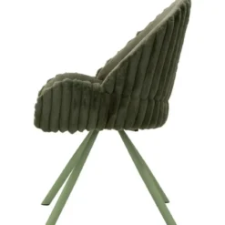 Set 2 Sedie da Pranzo Imbottite in Tessuto Verde Seduta 45 cm