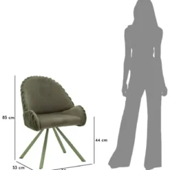Set 2 Sedie da Pranzo Imbottite in Tessuto Verde Seduta 45 cm