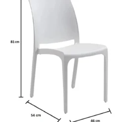 Set 4 Sedie da Pranzo in Resina Impilabili Bianco Tappi Antiscivolo