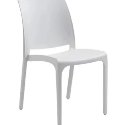 Set 4 Sedie da Pranzo in Resina Impilabili Bianco Tappi Antiscivolo