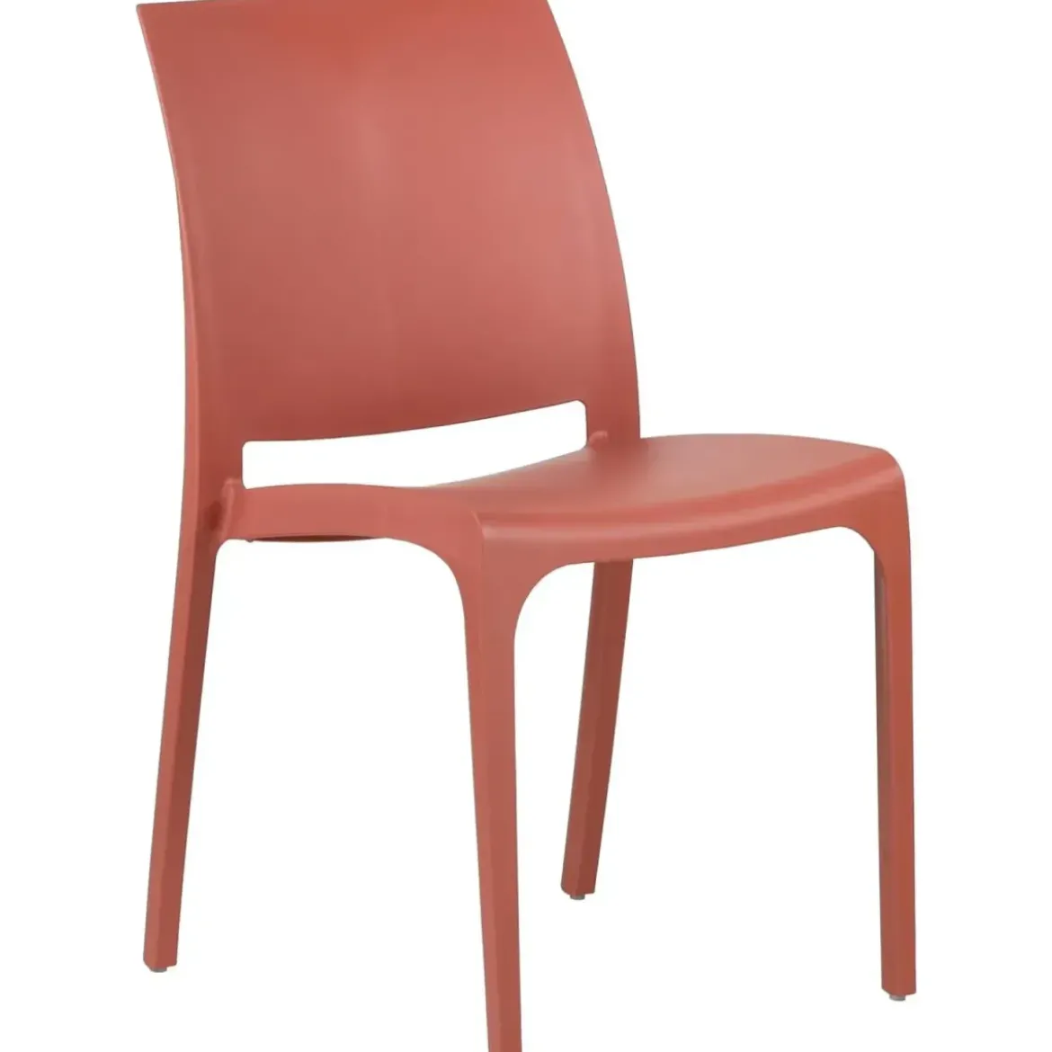 Set 4 Sedie da Pranzo in Resina Impilabili Rosso Tappi Antiscivolo