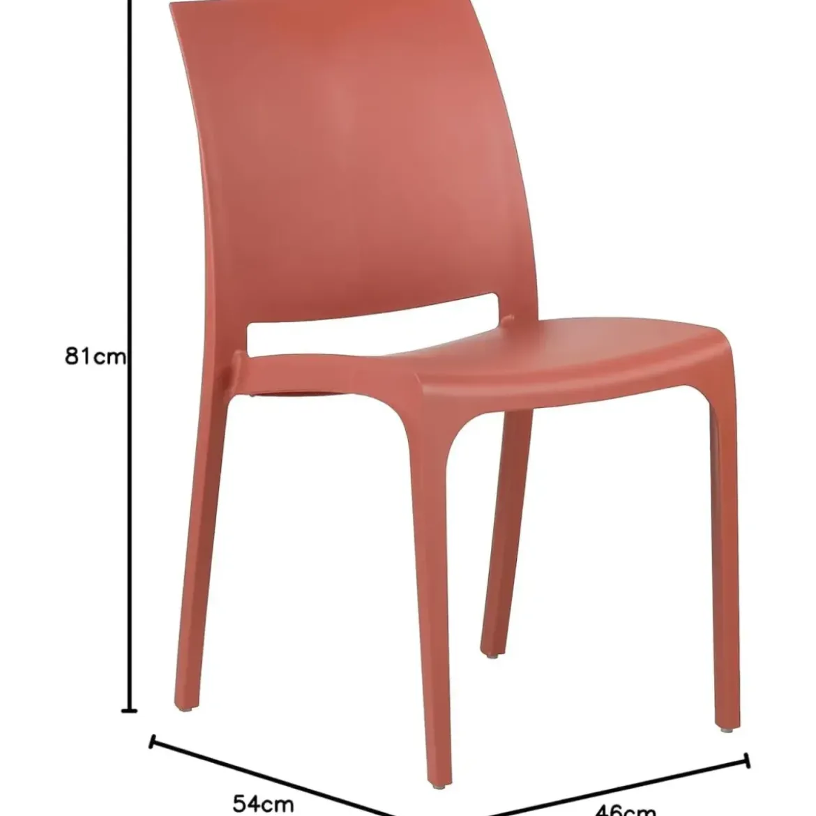 Set 4 Sedie da Pranzo in Resina Impilabili Rosso Tappi Antiscivolo