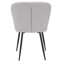 Set 2 Sedie da Pranzo in Tessuto Grigio Metallo Nero Seduta Imbottita