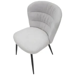 Set 2 Sedie da Pranzo in Tessuto Grigio Metallo Nero Seduta Imbottita