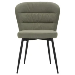 Set 2 Sedie da Pranzo in Tessuto Verde Metallo Nero Seduta Imbottita