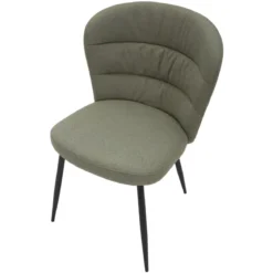 Set 2 Sedie da Pranzo in Tessuto Verde Metallo Nero Seduta Imbottita