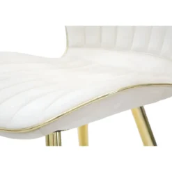 Set 2 Sedie da Pranzo in Velluto Crema Finitura Oro Moderno Soggiorno