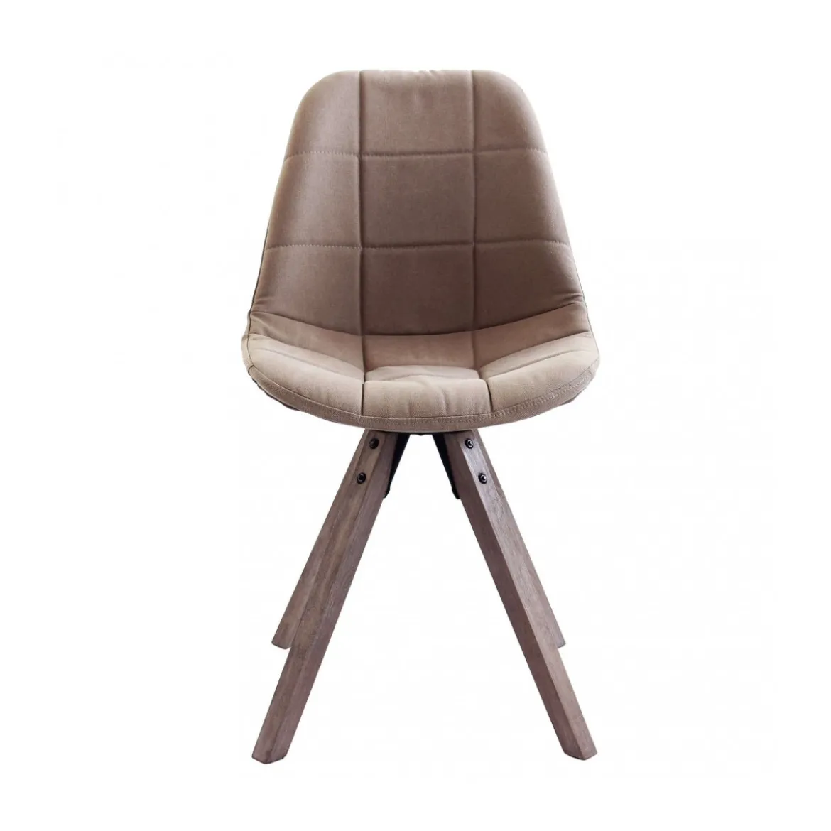 Set 2 Sedie da Pranzo Marrone Nocciola con Gambe in Legno