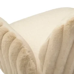 Set 2 Sedie da Pranzo Seduta Imbottita in Tessuto Crema con Braccioli