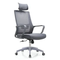 Set 2 Sedie da Ufficio Grigio Schienale Traspirante Poggiatesta Regolabile