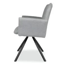 Set 2 Sedie Girevoli in Tessuto Grigio con Gambe in Metallo Nero
