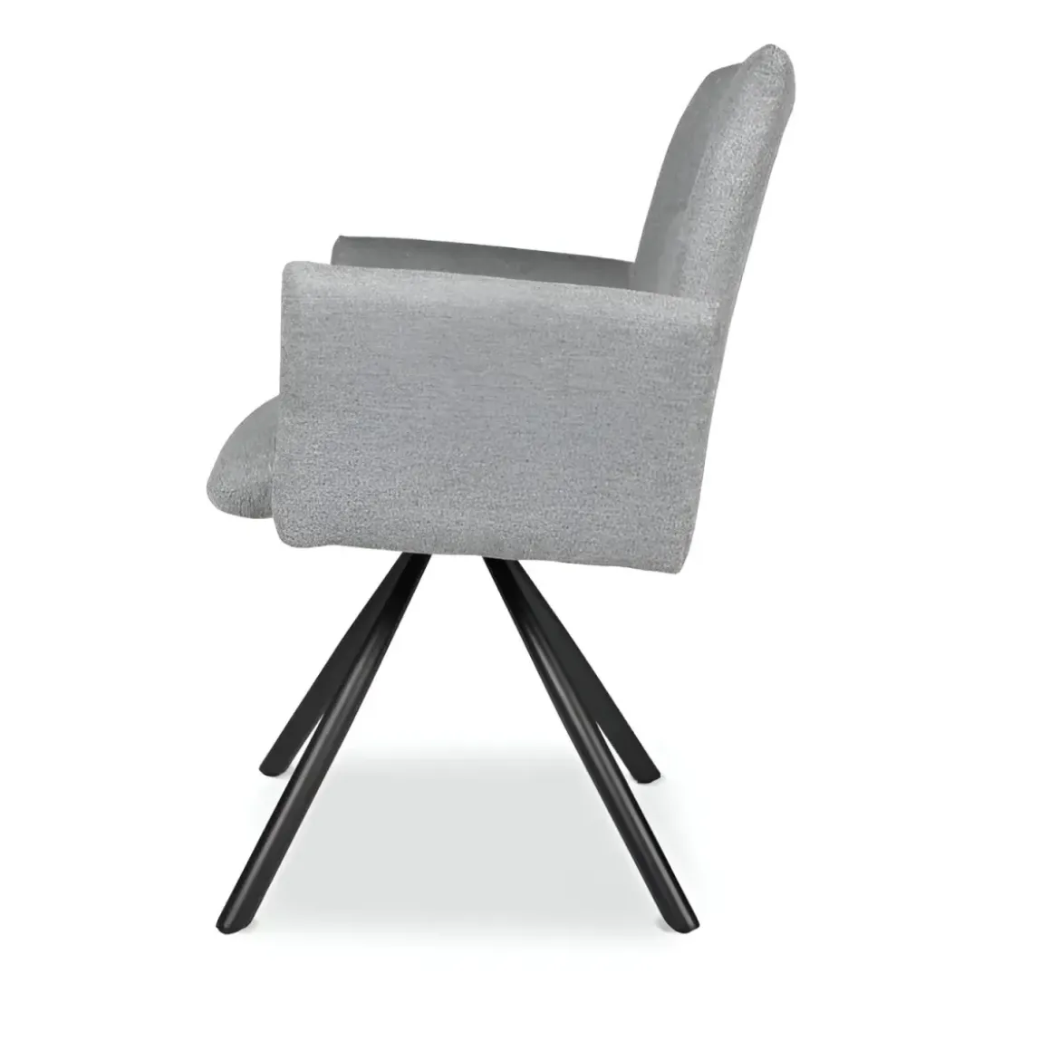 Set 2 Sedie Girevoli in Tessuto Grigio con Gambe in Metallo Nero