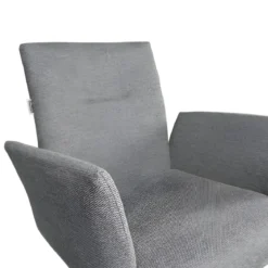 Set 2 Sedie Girevoli in Tessuto Grigio con Gambe in Metallo Nero