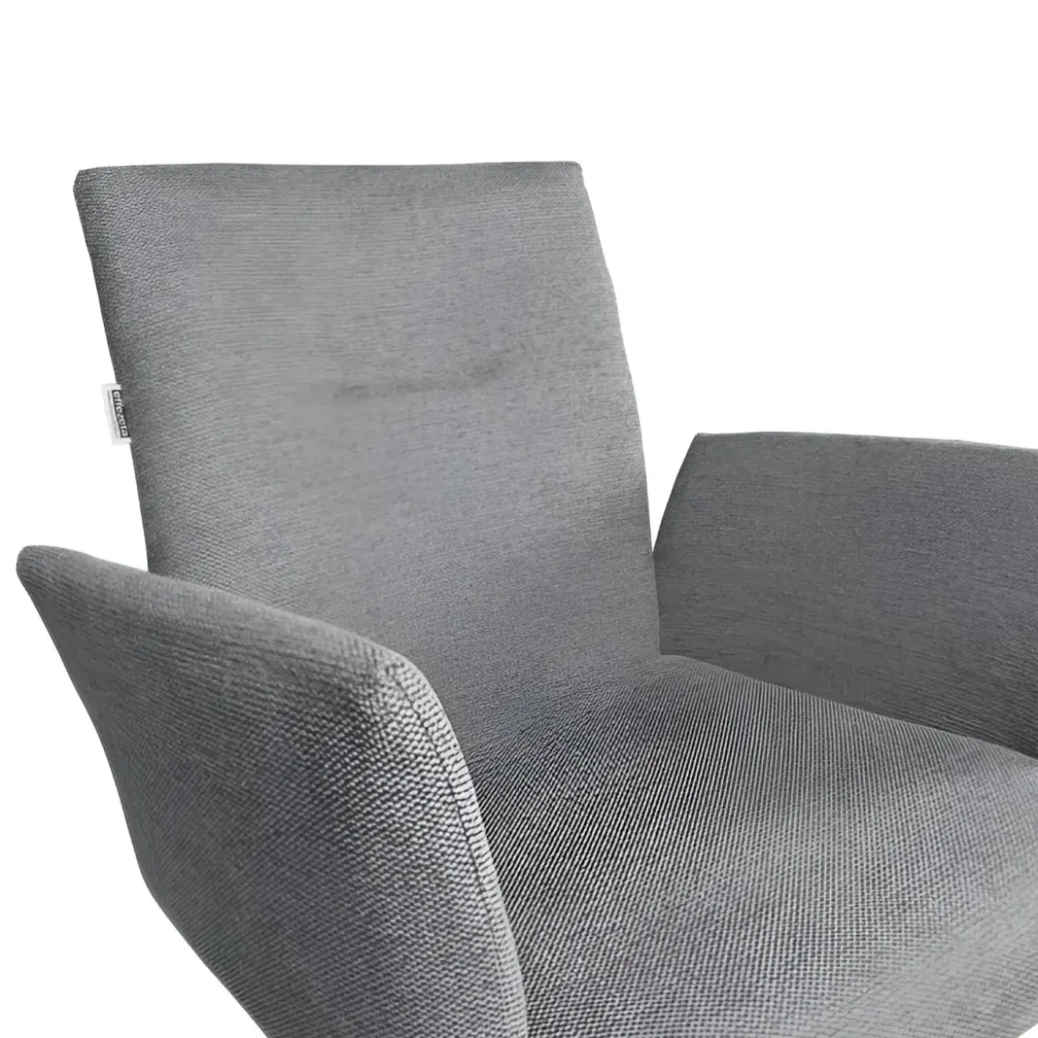 Set 2 Sedie Girevoli in Tessuto Grigio con Gambe in Metallo Nero