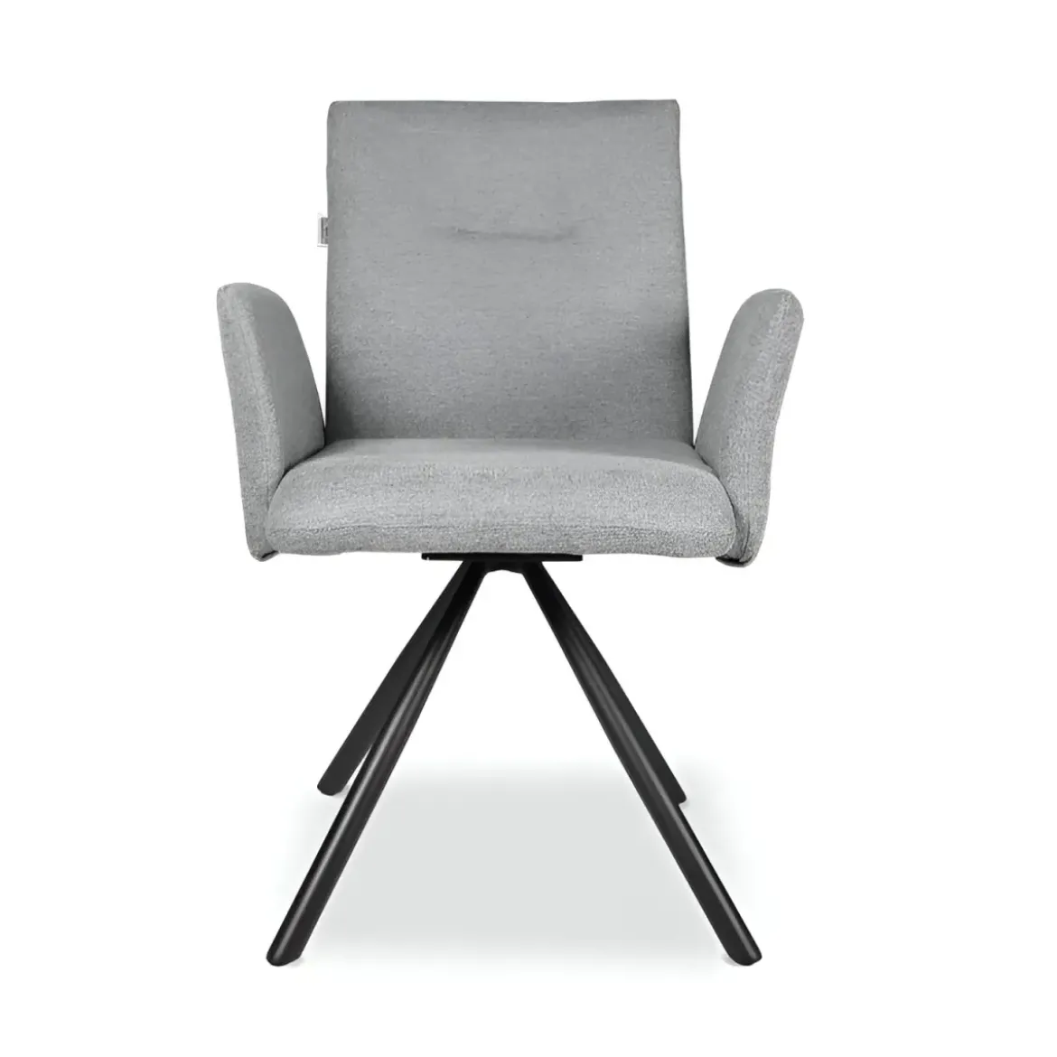 Set 2 Sedie Girevoli in Tessuto Grigio con Gambe in Metallo Nero