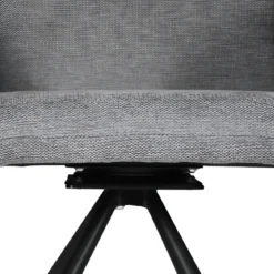 Set 2 Sedie Girevoli in Tessuto Grigio con Gambe in Metallo Nero