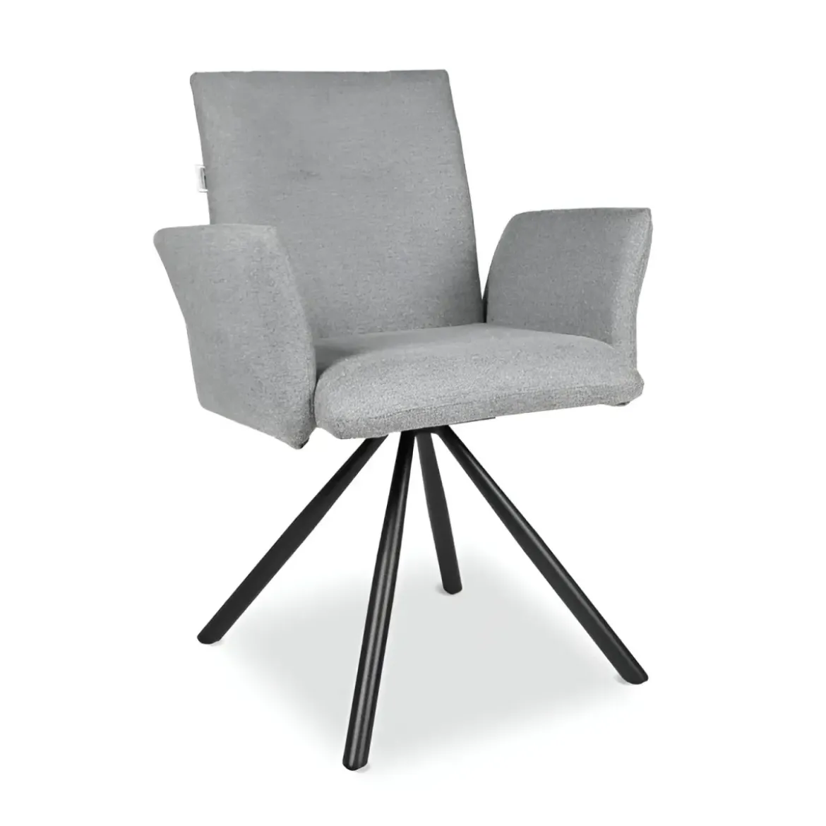Set 2 Sedie Girevoli in Tessuto Grigio con Gambe in Metallo Nero
