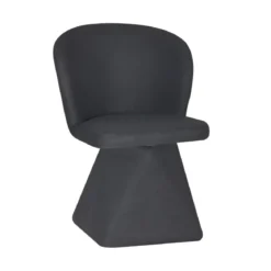 Set 2 Sedie Girevoli in Tessuto Grigio Scuro con Base Piramidale