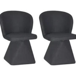 Set 2 Sedie Girevoli in Tessuto Grigio Scuro con Base Piramidale