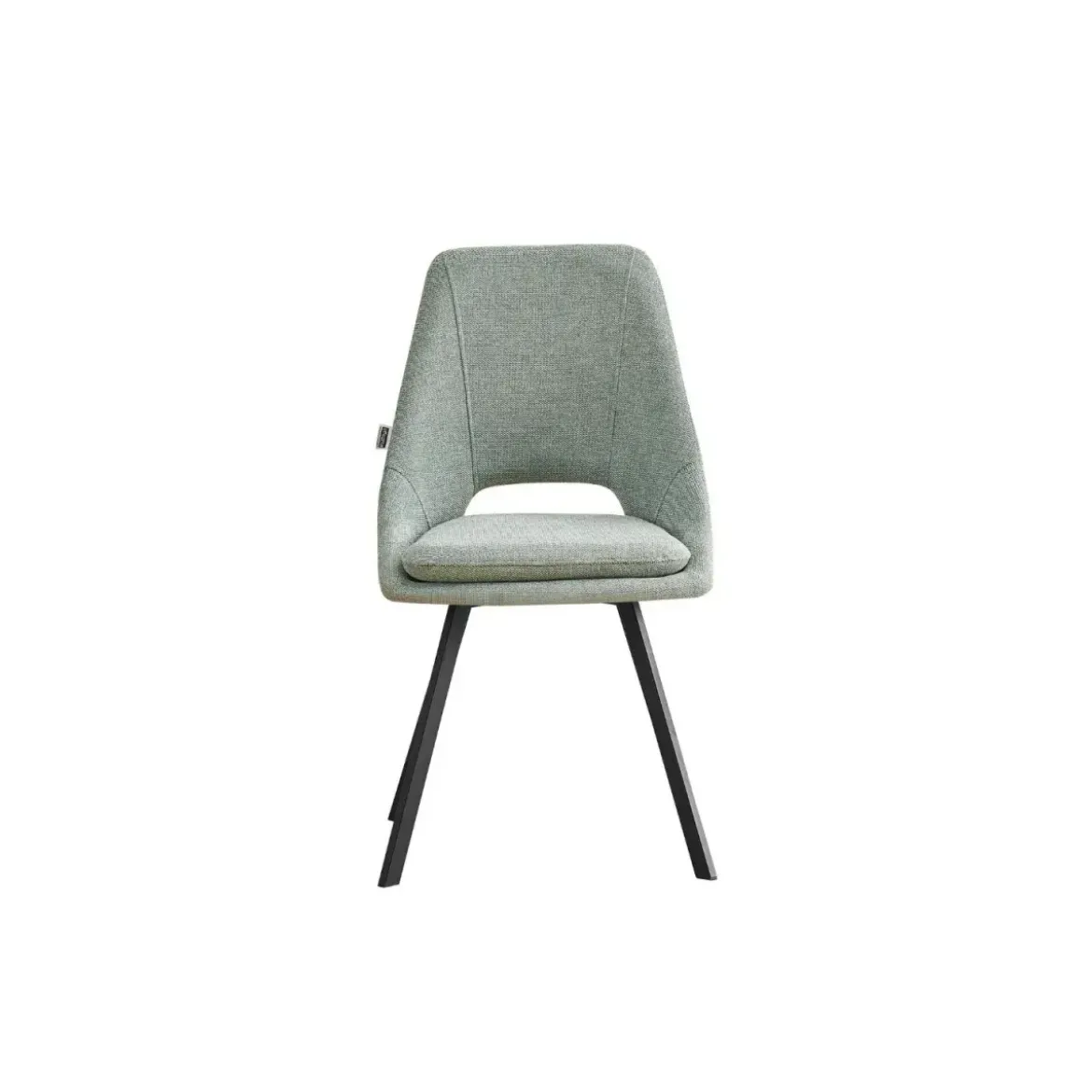Set 2 Sedie Imbottite da Interno in Tessuto Verde Gambe in Metallo Nero