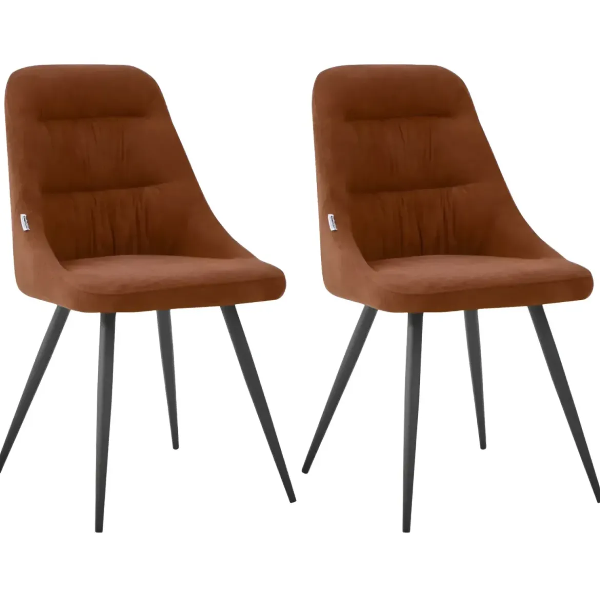 Set 2 Sedie Imbottite in Tessuto Ruggine Gambe in Metallo Nero