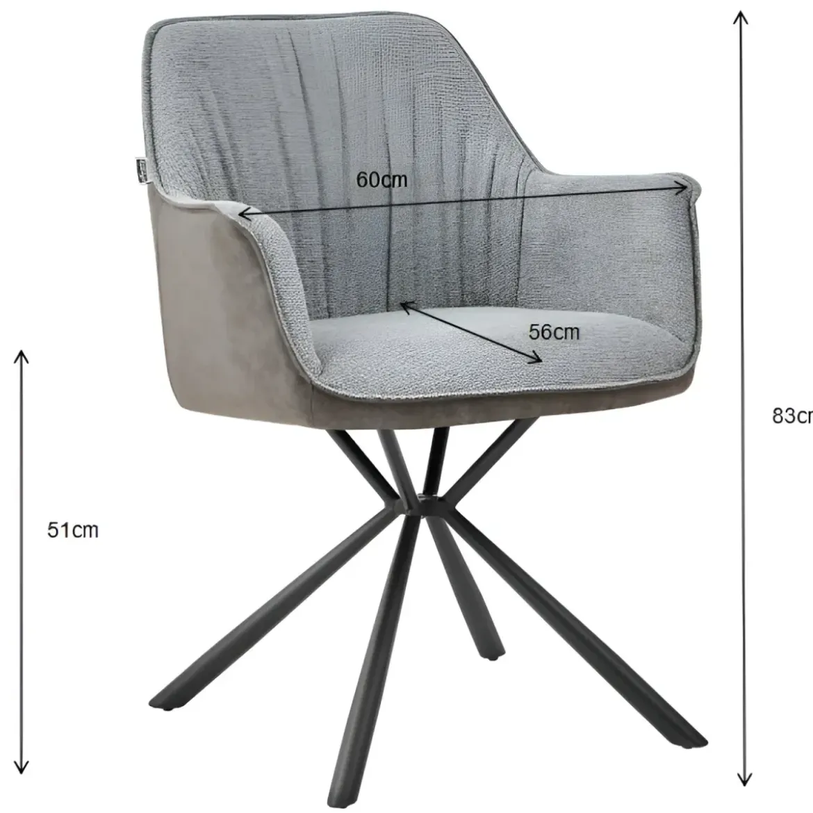 Set 2 Sedie Imbottite in Tessuto Grigio Retro in Ecopelle Gambe Nere