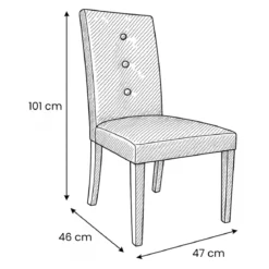 Set 2 Sedie Imbottite Velluto Tortora 3 Bottoni da Interno 47x46x101 cm