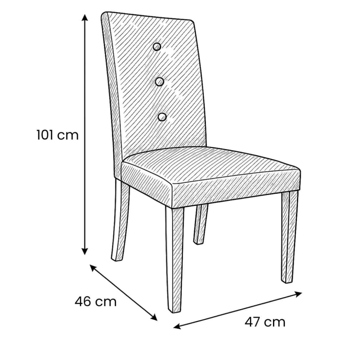Set 2 Sedie Imbottite Velluto Tortora 3 Bottoni da Interno 47x46x101 cm