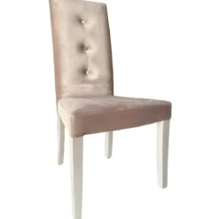 Set 2 Sedie Imbottite Velluto Tortora 3 Bottoni da Interno 47x46x101 cm