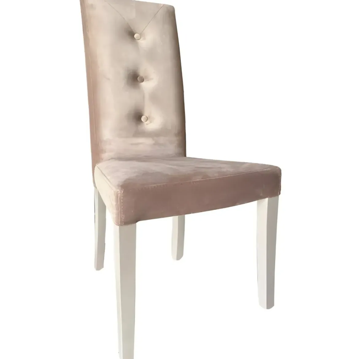 Set 2 Sedie Imbottite Velluto Tortora 3 Bottoni da Interno 47x46x101 cm