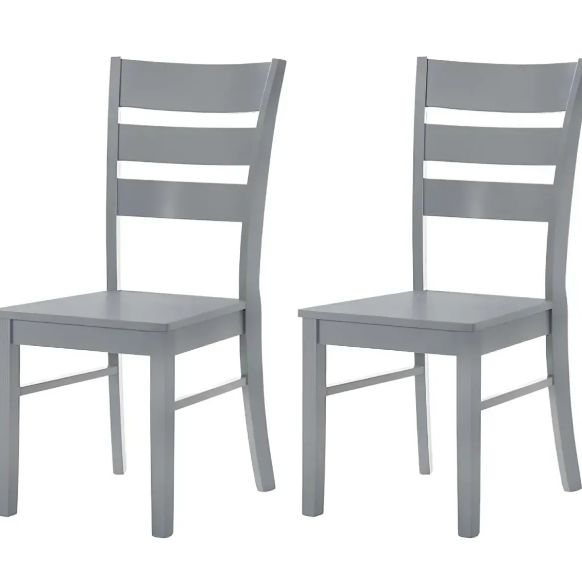 Set 2 Sedie in Legno Grigio da Interno con Schienale Alto