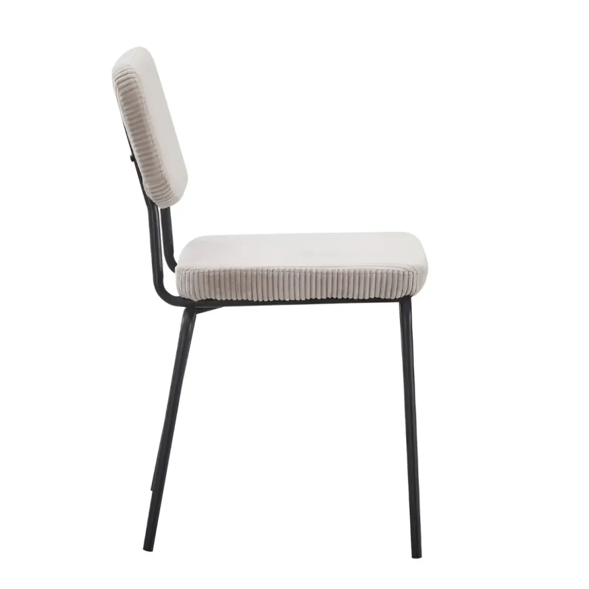 Set 4 Sedie in Tessuto Beige 44x55x83 cm Struttura Metallo Nero
