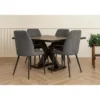 Set 4 Sedie in Tessuto Grigio Eleganti da Pranzo Imbottite Gambe Nere