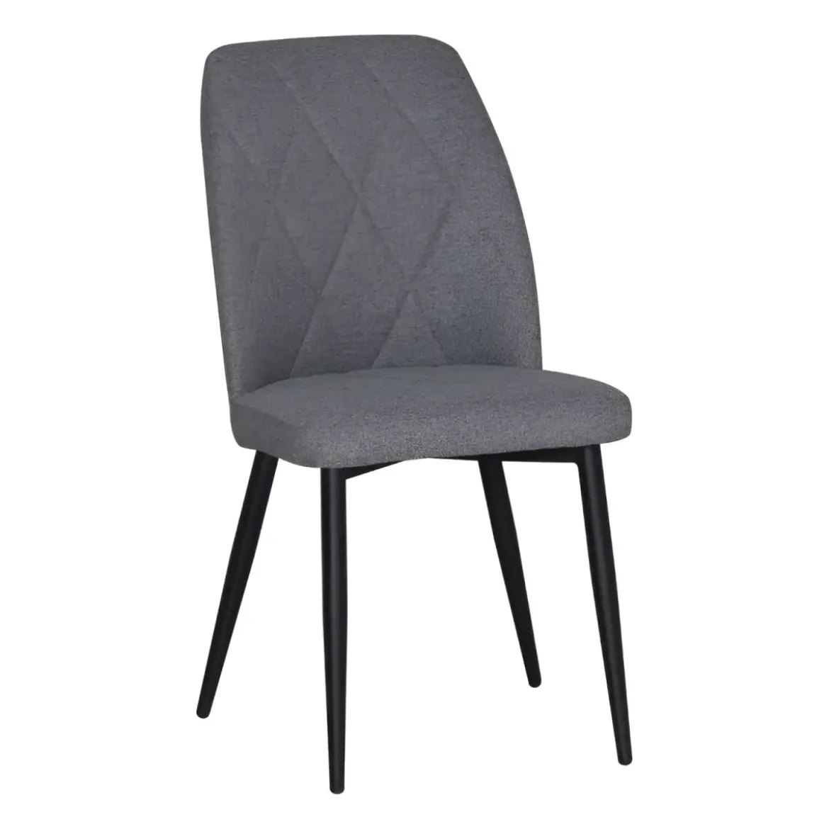 Set 4 Sedie in Tessuto Grigio Eleganti da Pranzo Imbottite Gambe Nere