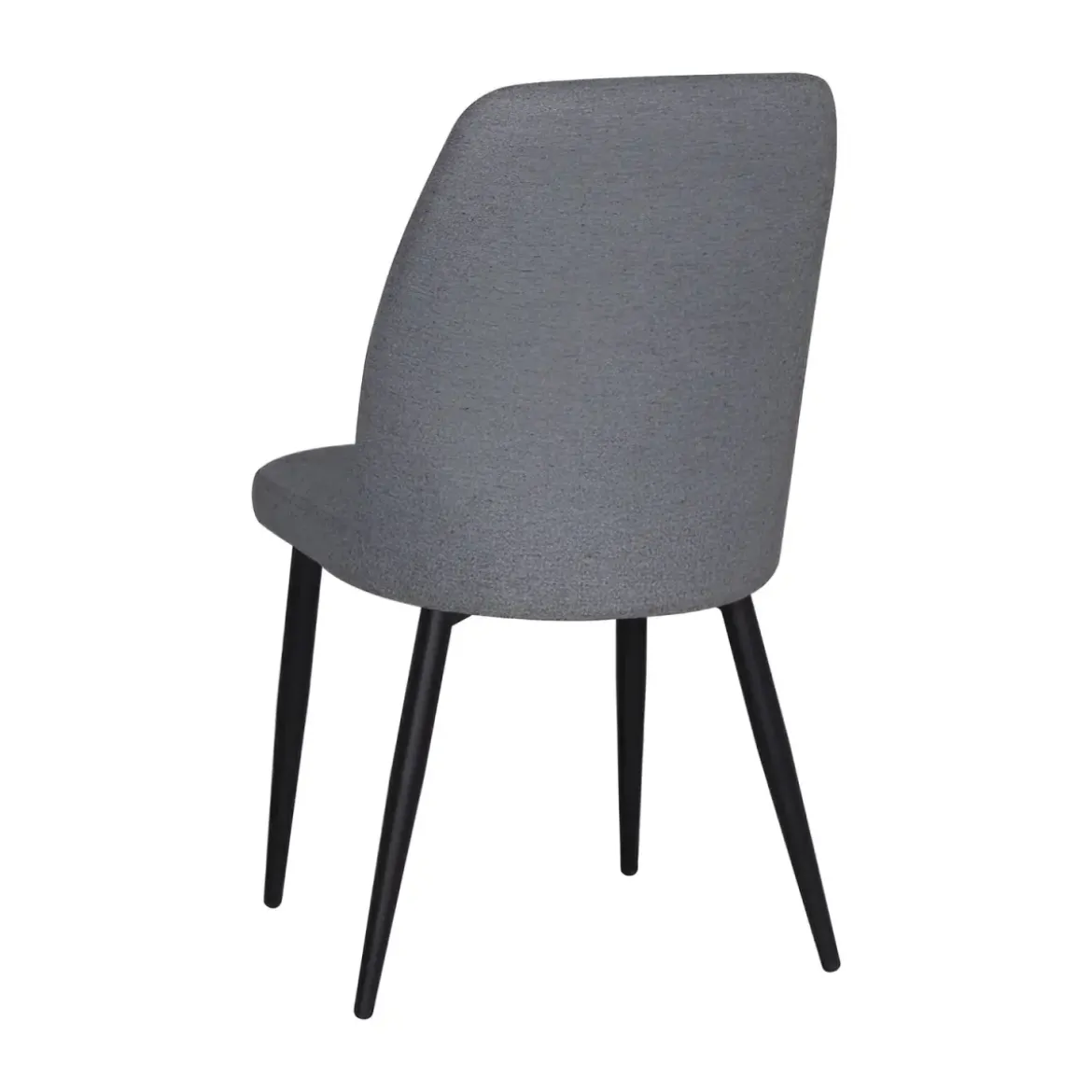 Set 4 Sedie in Tessuto Grigio Eleganti da Pranzo Imbottite Gambe Nere