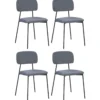 Set 4 Sedie in Vellutino Grigio 44x49x78 cm Struttura in Metallo Nero