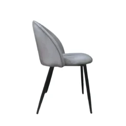 Set 4 Sedie in Velluto Grigio 47x57x78 cm Gambe in Metallo Nero