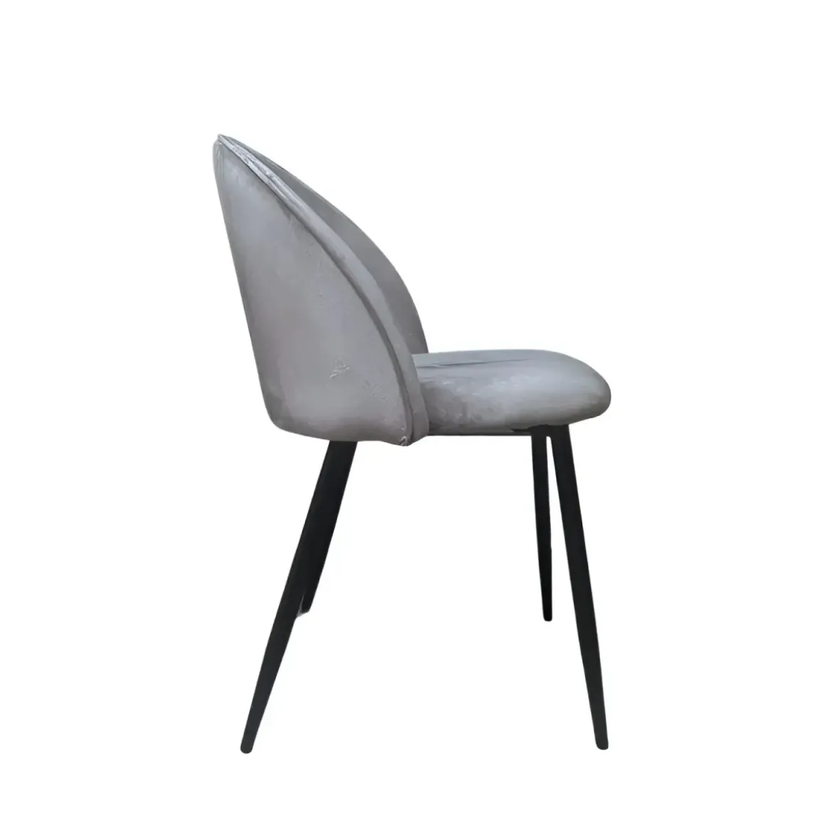 Set 4 Sedie in Velluto Grigio 47x57x78 cm Gambe in Metallo Nero