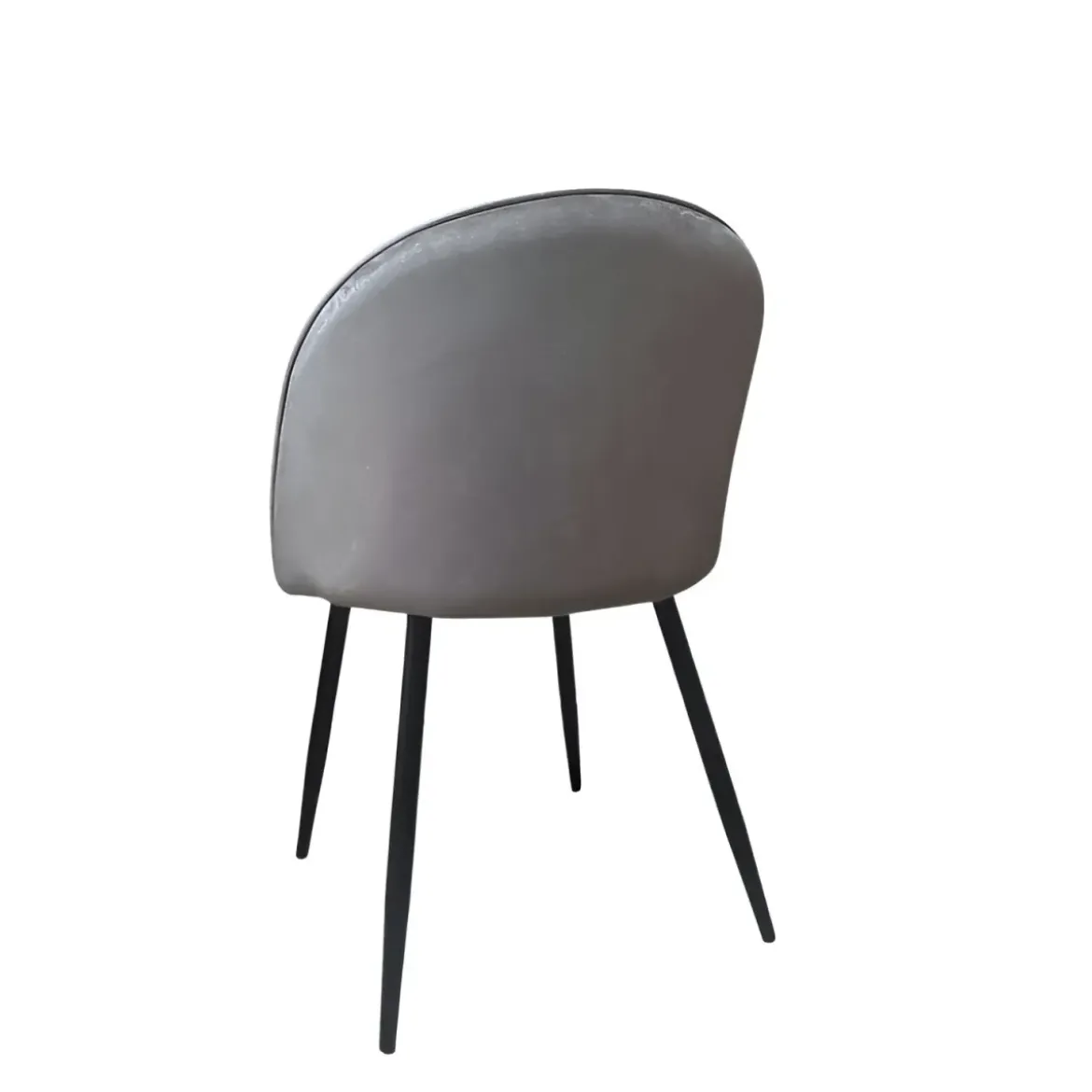Set 4 Sedie in Velluto Grigio 47x57x78 cm Gambe in Metallo Nero
