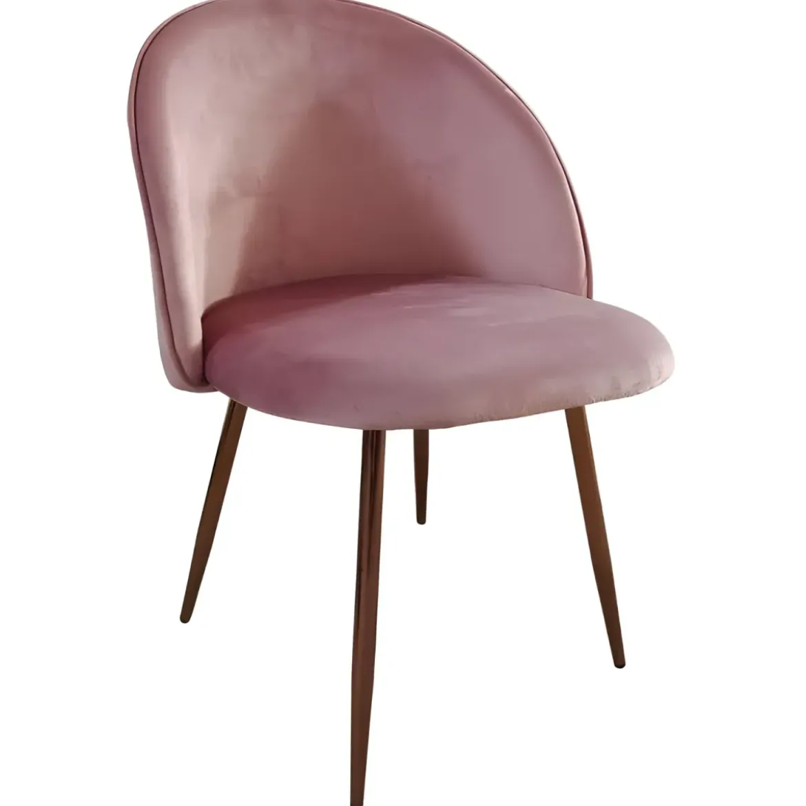 Set 4 Sedie in Velluto Rosa 47x57x78 cm Gambe in Metallo Oro